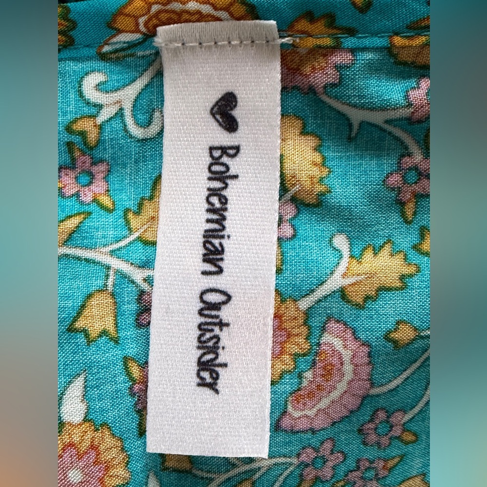 Bohemian Teal and Brown Maxi Dress - Picture 6 of 7